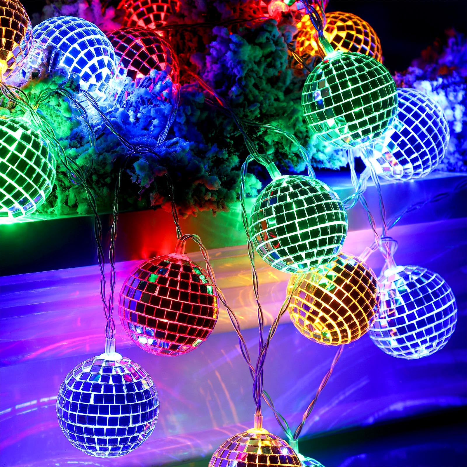 10 LED Discokugel Lichterkette,150cm Disco Ball String Lights,Disco Party Light,Mini Disco Balls Ornaments Tree Decoration Light,Orientalisch Marokkanische Lichterkette
