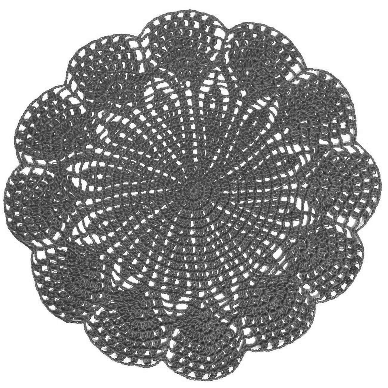 BOMHCS Pack of 1 PC 12 in, 14 in Round Flower Lace Doilies Coasters Kitchen Tableware Handmade Crochet Placemats (Deep Grey