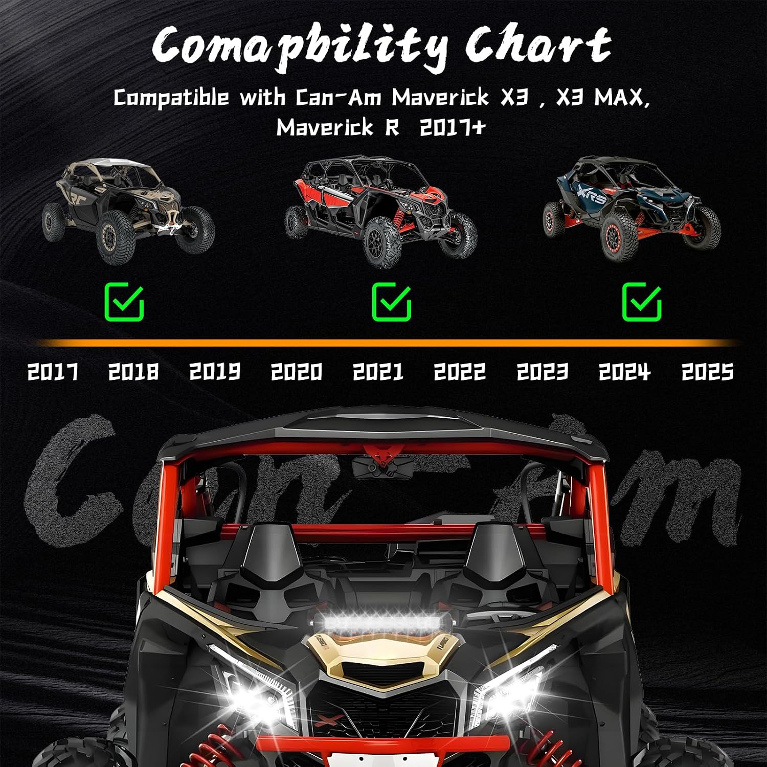 Chelhead Can Am X3 Light Kits for Shock Tower Hood Mount, 50W Spot Flood Combo Beam with Rocker Switch Wiring Harness Compatible with Can-Am Maverick X3 & X3 Max X RS Turbo R,Canam x3 Accessories