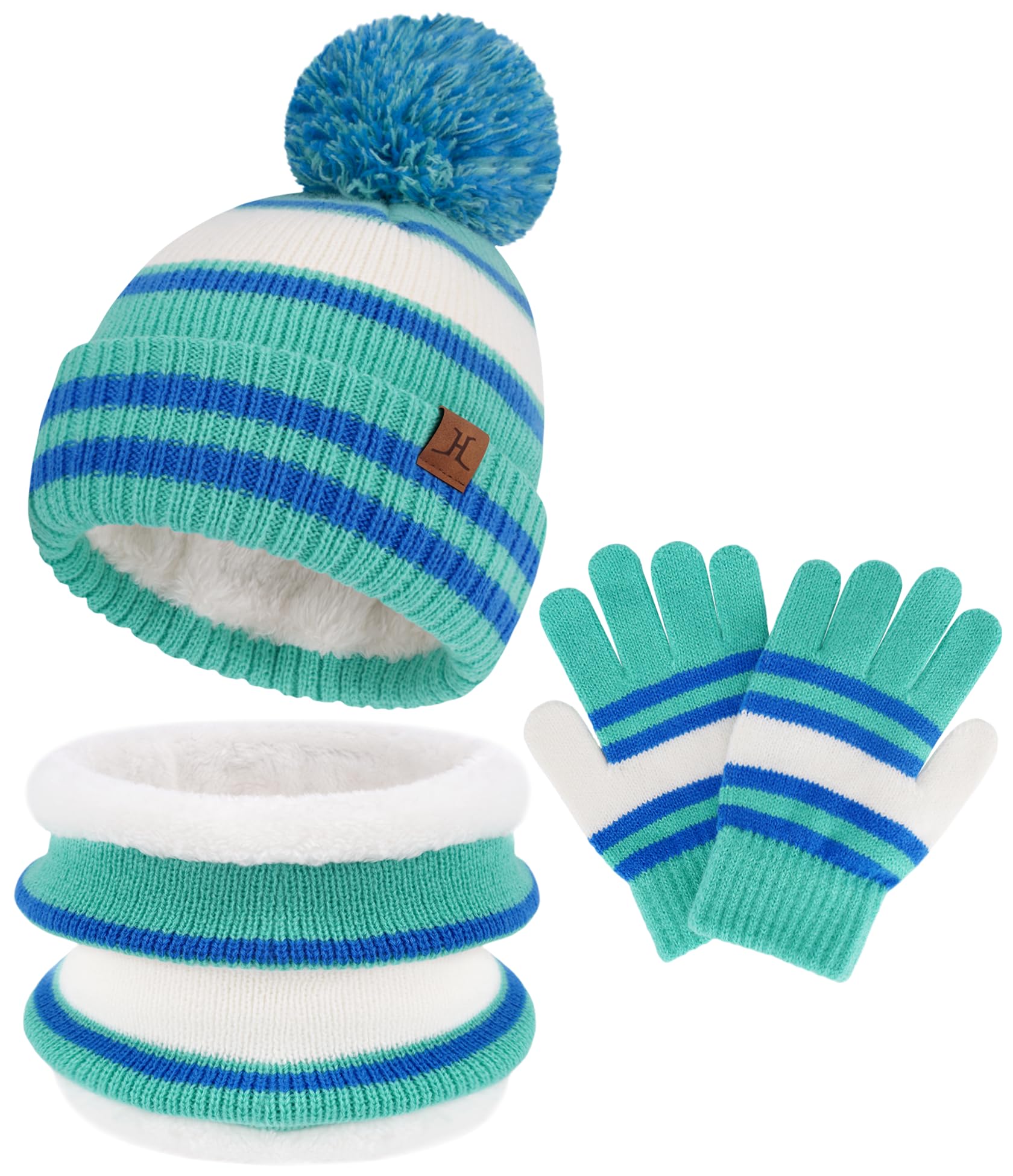 Bequemer Laden Conjunto Gorro Guantes Bufanda Infinita para Niños - Gorro Caliente, Bufanda Cuello Rulada con Fleece Espesor para Niños Niñas 2-7 Años Regalo Bebé