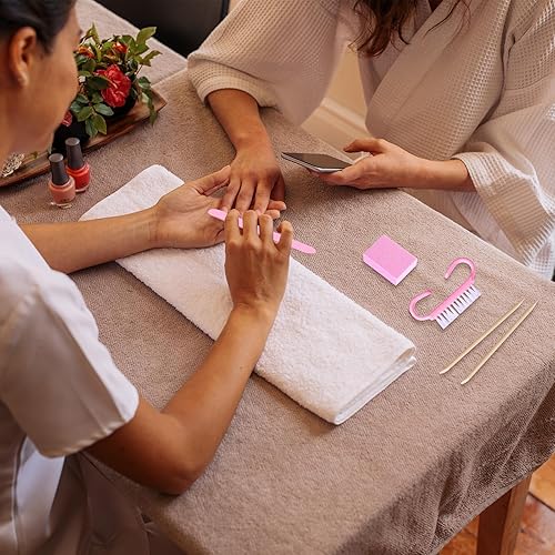 Miniatura 12 de 100 Sets Professional Disposable Manicure Kit Basics 4 Piece Nail Kit Wood Nail File 100/180 Grit, Mini Buffer 80/100 Grit, Wood Stick and Handle