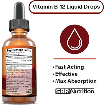 SBR Nutrition D3+K2 and B12 Bundle Vitamin D3K2 (MK7) Liquid Drops, Peppermint 1oz | Vitamin B-12 3000mcg Liquid Drops, 2oz | for Adults & Kids | Non-GMO, Gluten Free