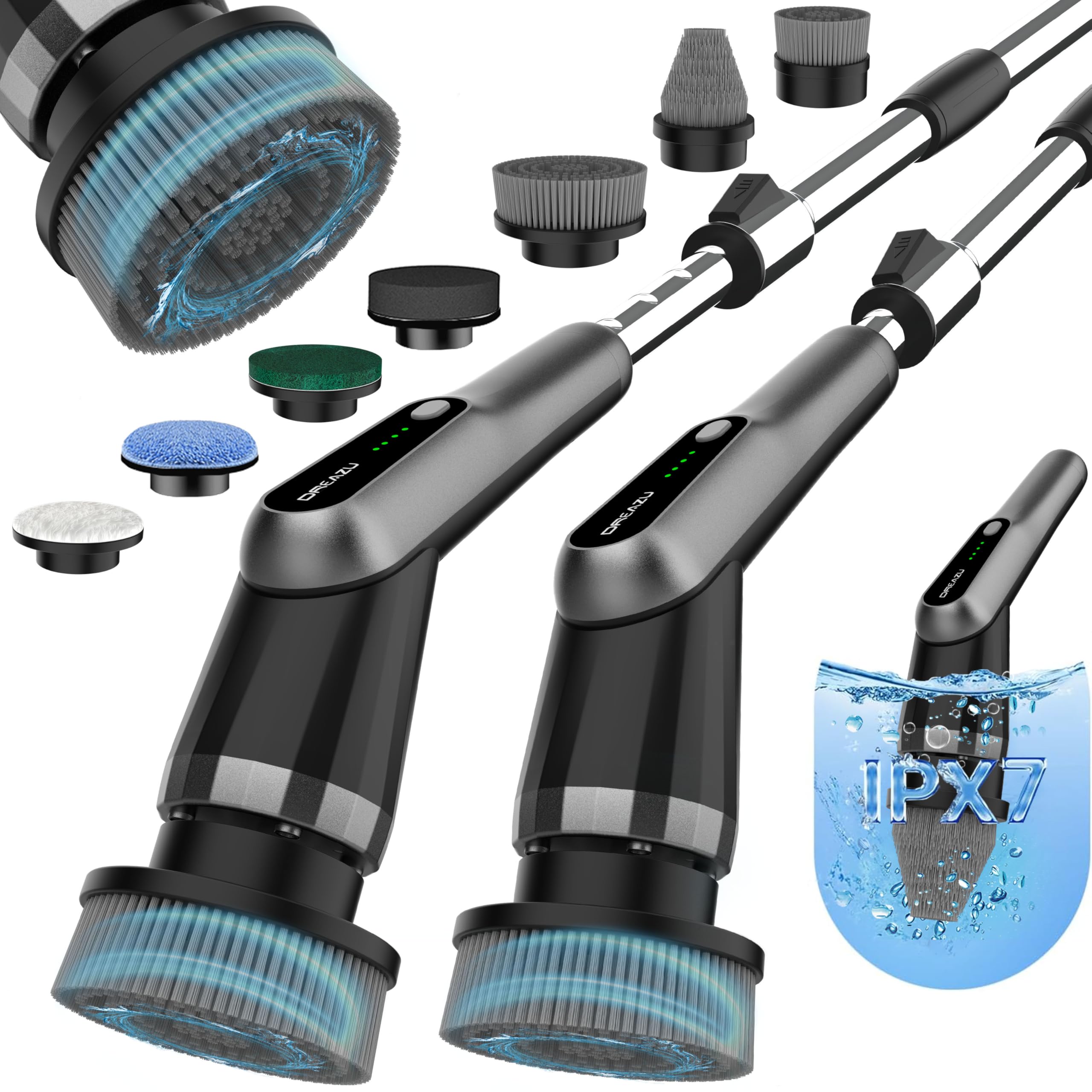 G2-Pro Electric Spin Scrubber - Upgraded 10-in-1 Scrubber Brush Electric Retractable Handle 2-Speed for Bathroom Bathtub Kitchen Tile