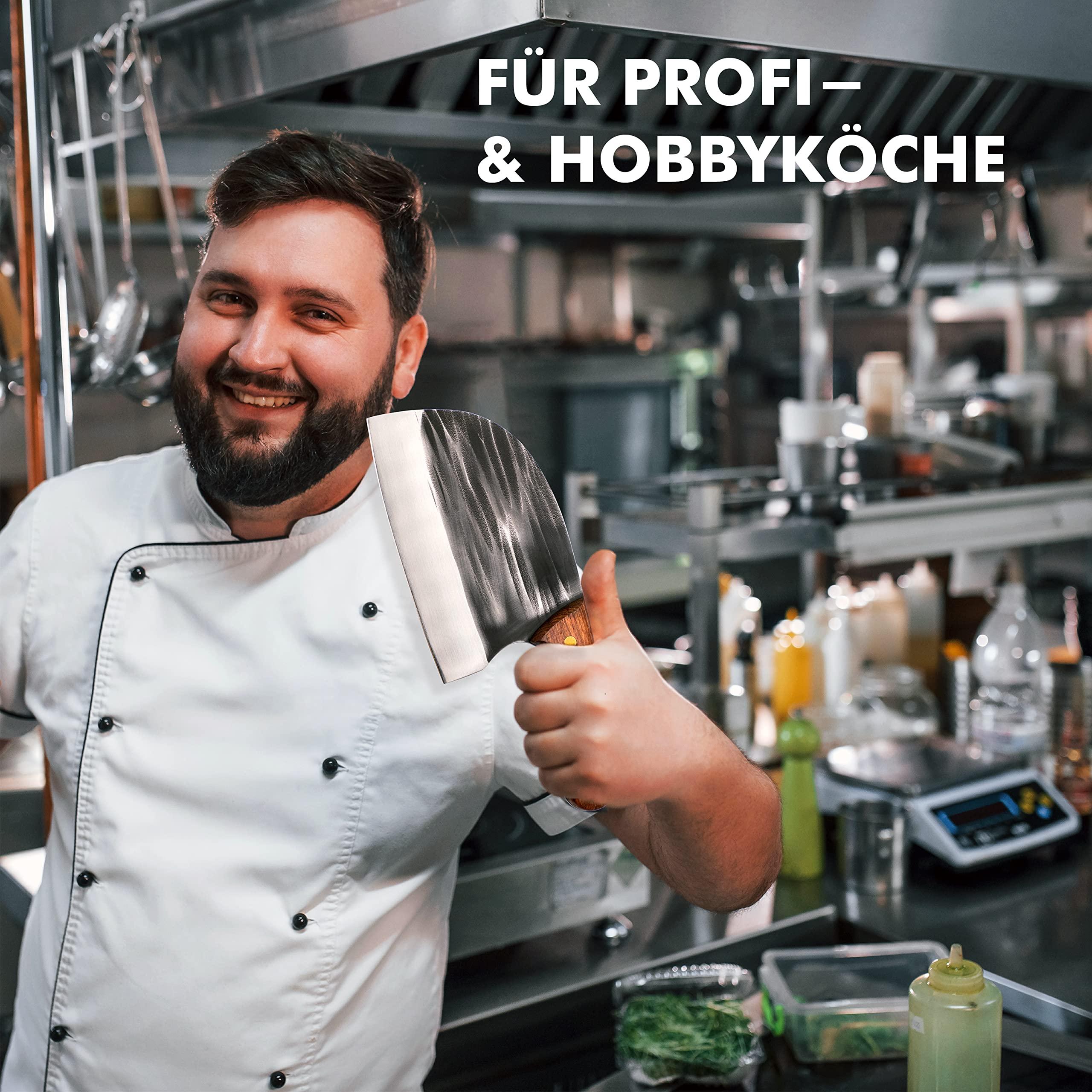 Handgeschmiedetes Kochmesser Ergonomic, Scharfes Profimesser, Ergonomischer Griff, Outdoor & Indoor Messer