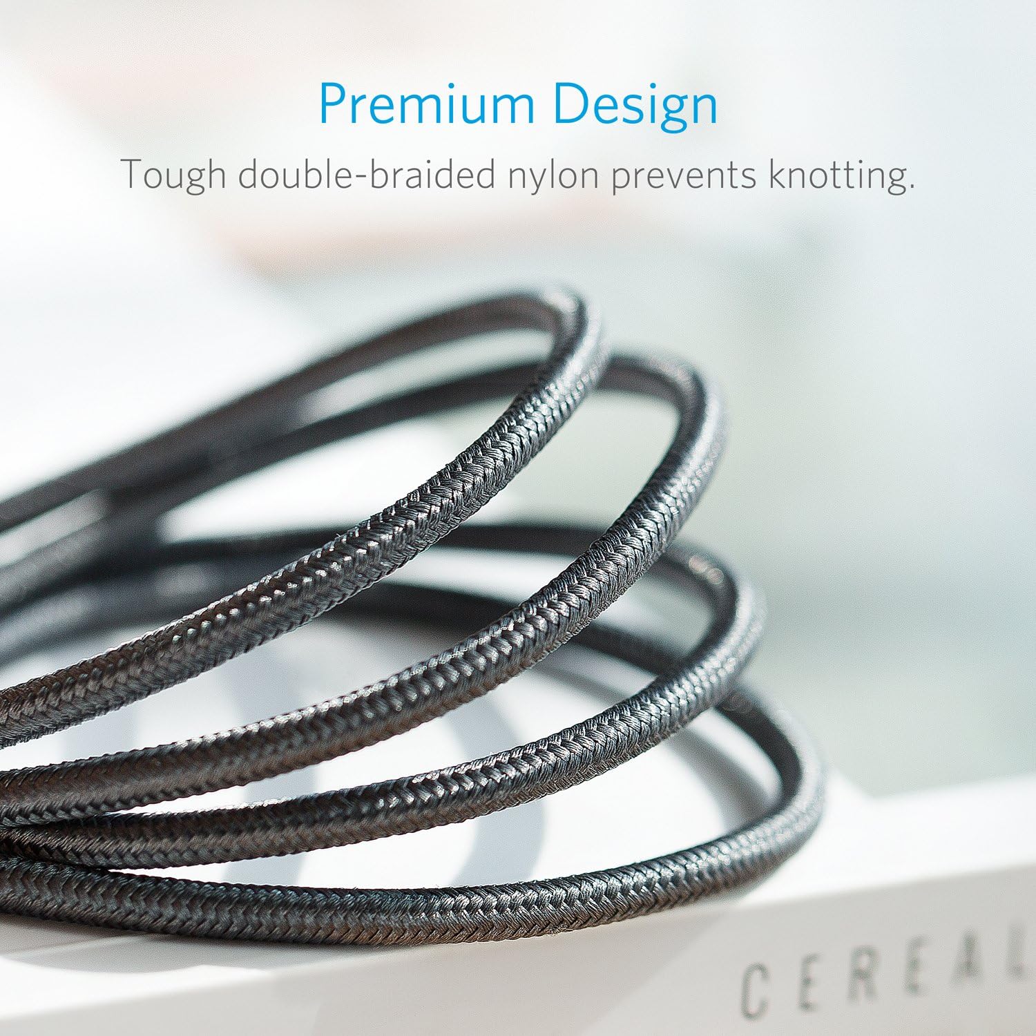 Anker Powerline+ Lightning Cable (3ft), Nylon Braided Charging Cable for iPhone Xs/XS Max/XR/X / 8/8 Plus / 7/7 Plus / 6/6 Plus / 5s and More (Gray)