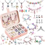UFU Charm Kit de fabrication de bracelets - Filles 120 Pcs DIY Kit de fabrication de bijoux perlés, Licorne & Cadeaux de sirène pour les filles 5-12 ans, avec boîte d'organisateur de bracelet réglable