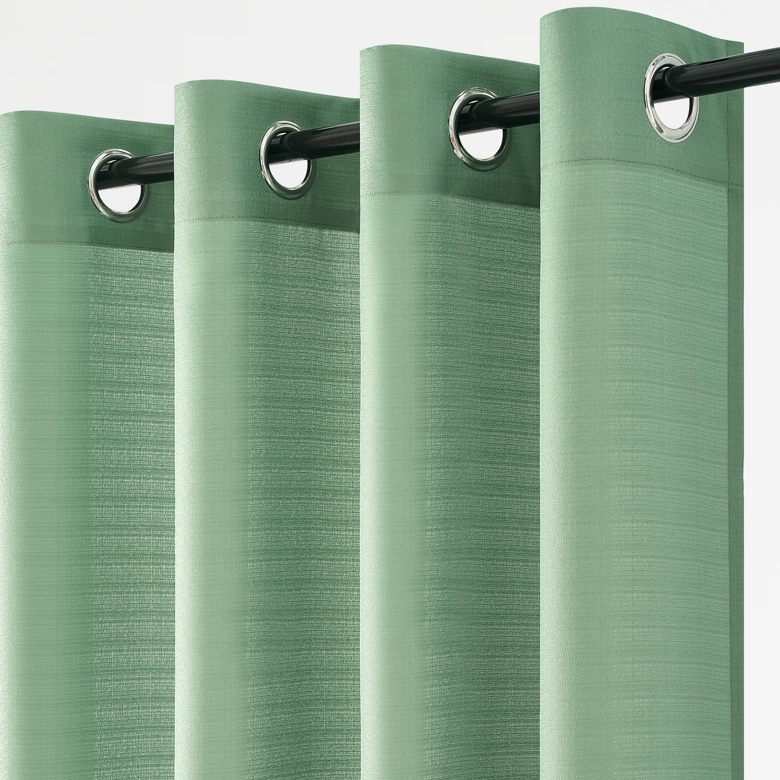 Topfinel Voile Gardinen 140x220cm Vorhang mit Ösen Vorhänge Schlafzimmer Modern Wohnzimmer Transparent Ösen Gardinen Leinenoptik 2er Set Salbeigrün