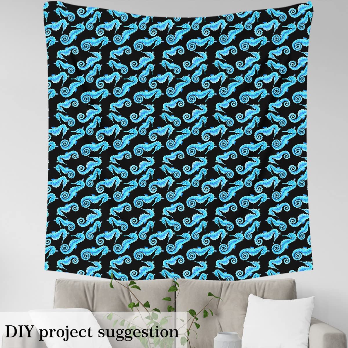 The Yard - Tessuto decorativo ad acquerello selvaggio Sealife, per bambini, adolescenti, adulti, con stampa di creature oceaniche, per fai da te, per esterni, interni, hobby, 3 m