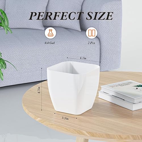 Miniatura 2 de Mini basurero de 2 unidades, cubo de basura pequeño cuadrado de 0.4 galones, pequeña papelera perfecta para oficina, baño, organizador de escritorio
