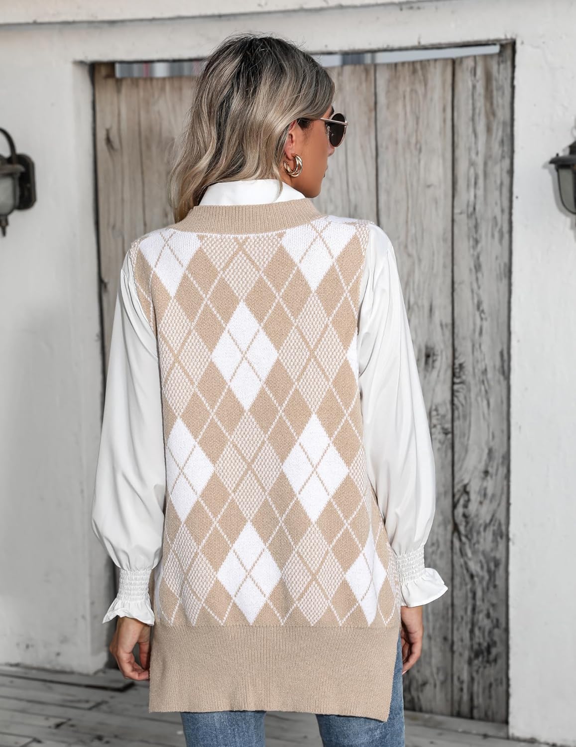 Beyove Sweater Vest Sleeveless Oversized V Neck Sweaters Knitted Vest Pullover Tank Top - Image 5