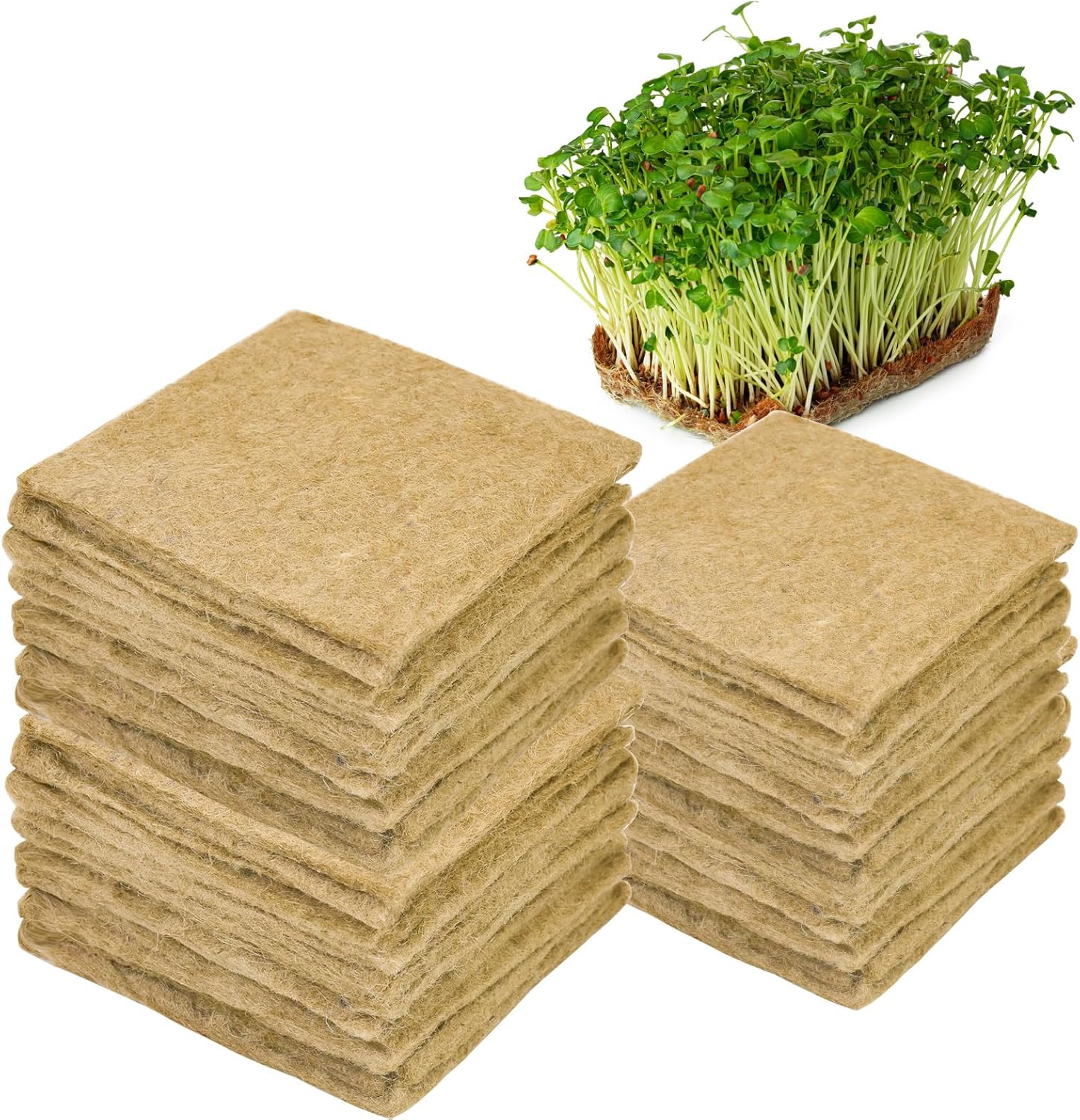 32PCS Hemp Mats for Growing Microgreens 5" X 5" Jute Fiber