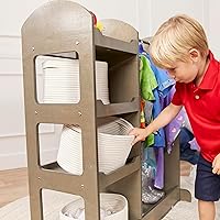 Vista 10 de ECR4Kids Centro de disfraces con organizador de disfraces de espejo, muebles Montessori, gris lavado Gris (Grey Wash)