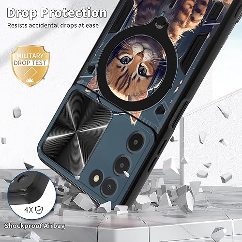 Vista 375 de Funda protectora híbrida para Samsung Galaxy A53 5G de 6.5 pulgadas y anillo giratorio de 360 grados, función atril, híbrida, de doble capa