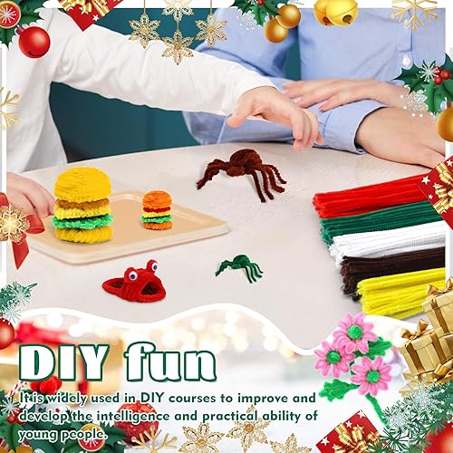 Vista 33 de LOKUNN Limpiapipas, juego de 200 limpiadores de pipas negras, tallos de felpilla de color sólido, manualidades y manualidades con ojos adhesivos