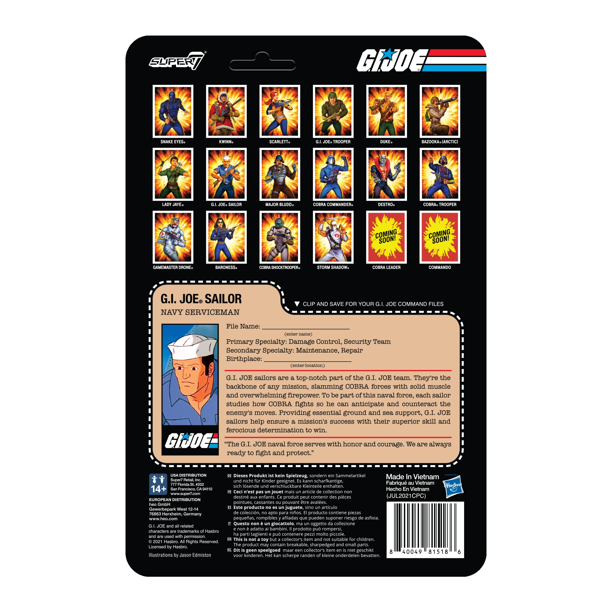3F G.I.ジョー フィギュア セーラー 水兵 ホワイトユニフォーム12インチ Amazon.co.jp: Super7 G.I.ジョーセーラー ブルーシャート (ひげ