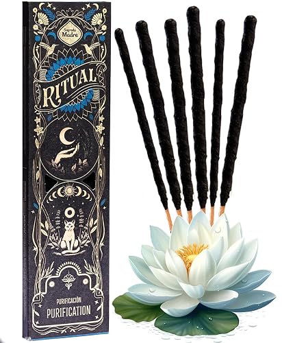 Ritual - Purification Incense Sticks, Purifying Comforting Aroma, 6 Sticks, 9 Inches Each, Natural Incense with Aromatic Concentrated Oil, Charcoal, Natural Binder & Salt - 1 Hour Burn Time