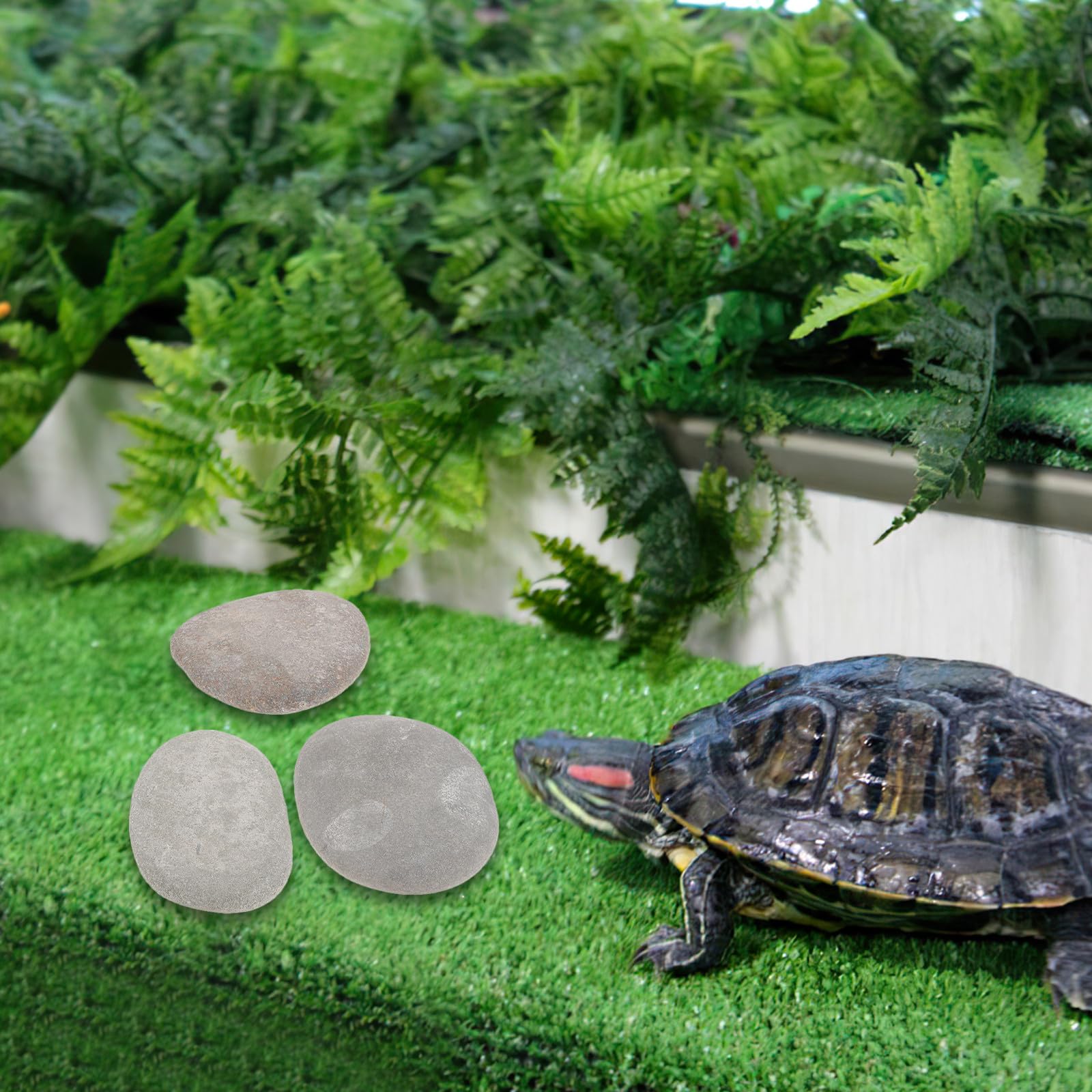 3 Stück Schildkrötenzubehör aus Stein mit Flacher Oberfläche als Sichere Sonnenplattform und Aquariumdekoration für Reptilienhabitate Zufällige Farbe