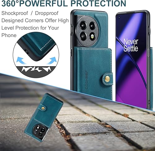 Miniatura 6 de Hongxinyu Funda para OnePlus 11 5G, funda magnética desmontable básica, cartera, tarjeta, ranura para efectivo, función atril compatible con OnePlus