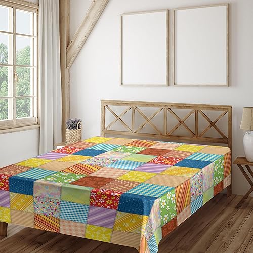 Vista 242 de Lunarable Sábana encimera de mapa del mundo, collage antiguo de mapas del Atlas antiguos, estampado vintage del grupo de civilización, suave y Beige