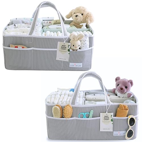 Lily Miles Organizador de pañales extra grande  Paquete de 2  Organizador para pañales de bebé, toallitas o artículos esenciales