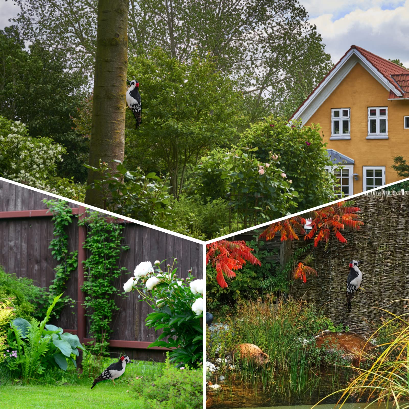 Sharplace Realistisches Künstliches Feder Specht, Lebensechte Specht-Tierfigur, Realistische Gartendekoration aus Polyethylen & Künstlichem Federkleid für Garten, Fenster, Foto Requisit, 33x10x6cm