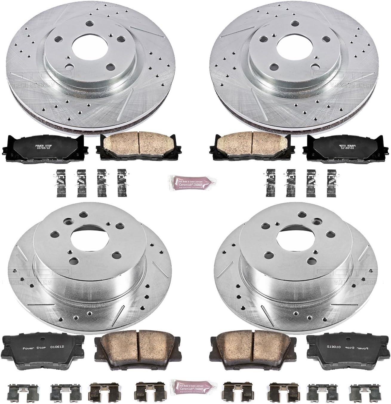 Black Friday - 70% OFF Power Stop K2822 Front and Rear Z23 Carbon Fiber Brake Pads with Drilled & Slotted Brake Rotors Kit Greatest Product Power Stop K2822 Front and Rear Z23 Carbon Fiber Brake Pads with Drilled & Slotted Brake Rotors Kit