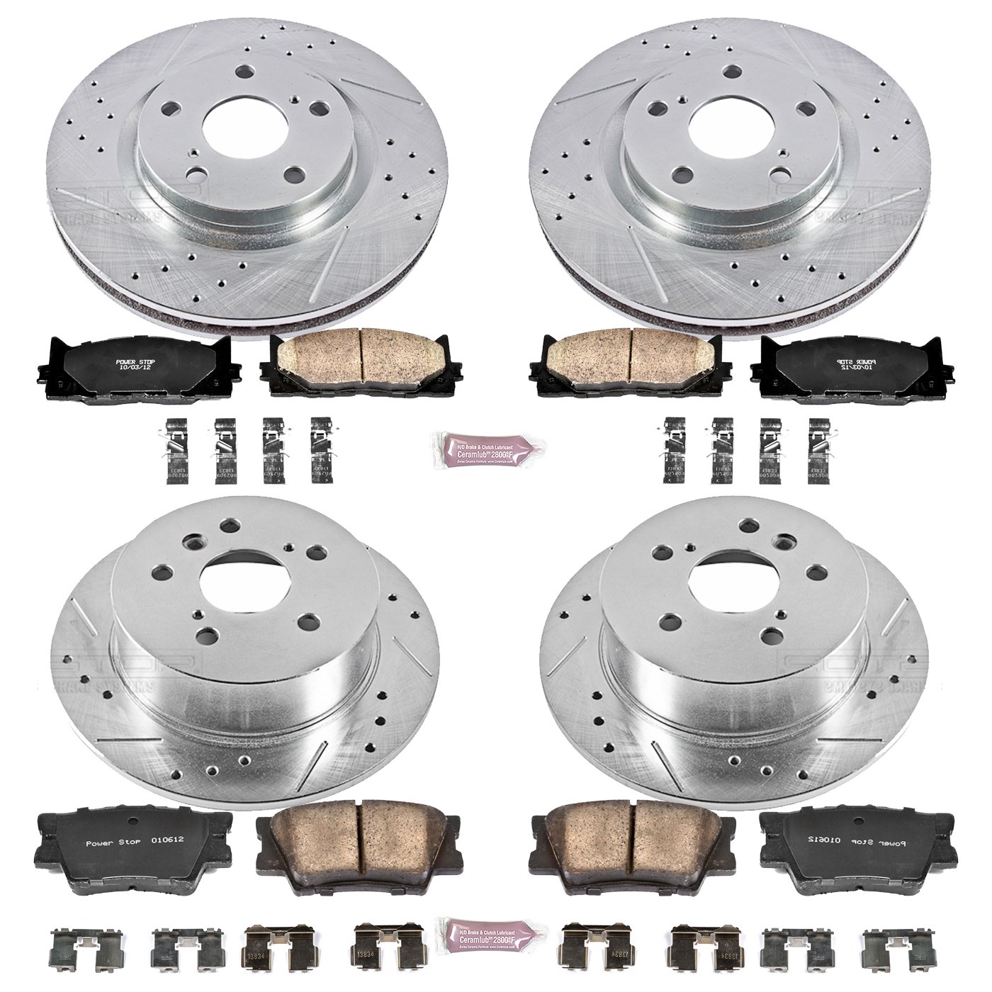 カシオペア エクスプレスPower Stop K2726 フロント リアブレーキキット ドリル スロットブレーキローターとZ23