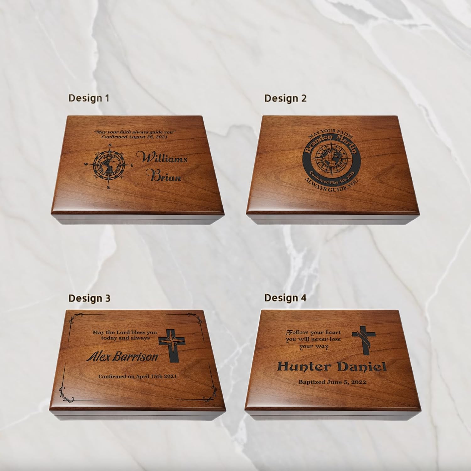 Engraved Confirmation Wooden Box, Compasses with Scripture for First Communion Keepsake Box, Baptism Gift for Godchild, Bible Verse Gift