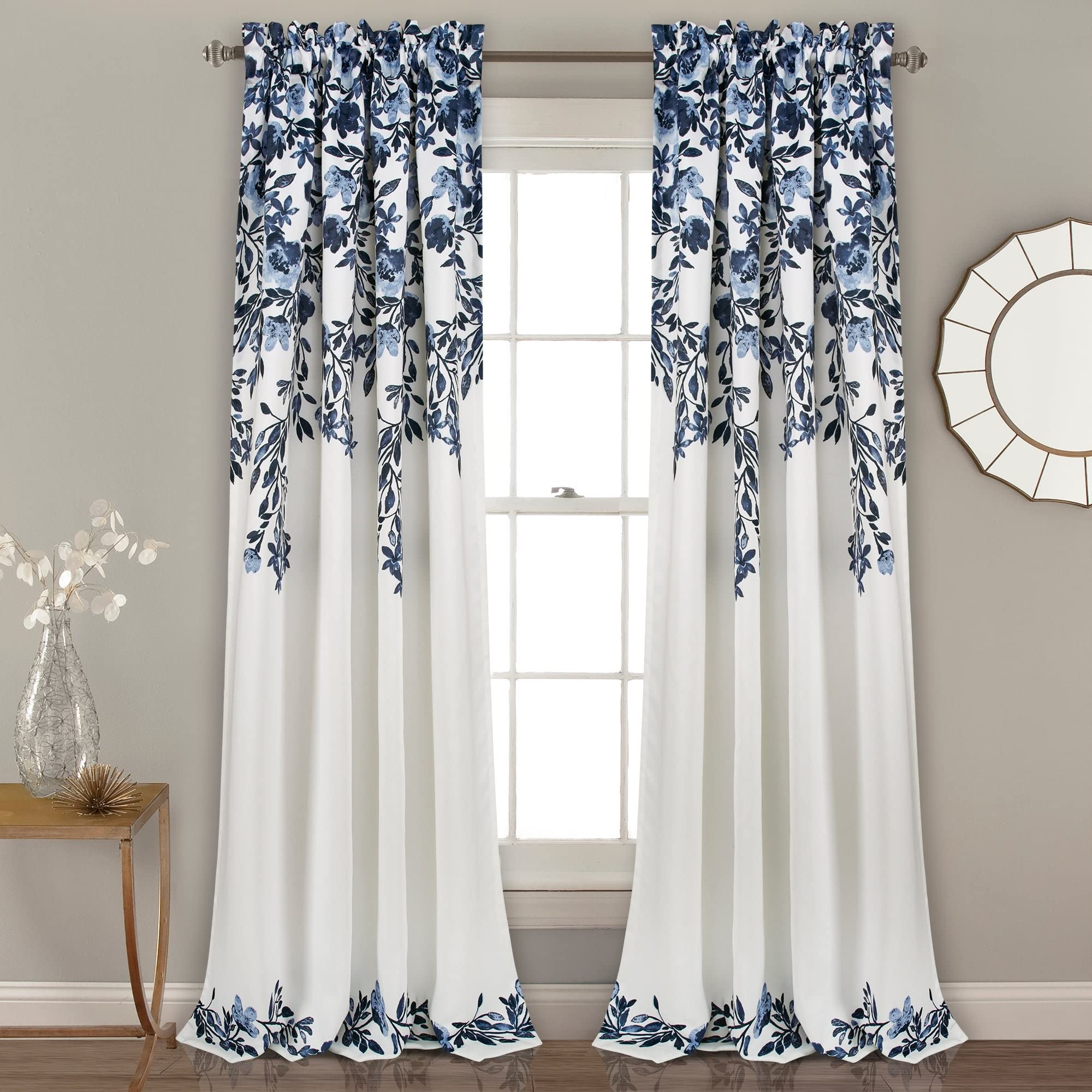 Lush Decor Tanisha Verdunkelungsvorhang, 274,3 x 132,1 cm, Marineblau/Weiß