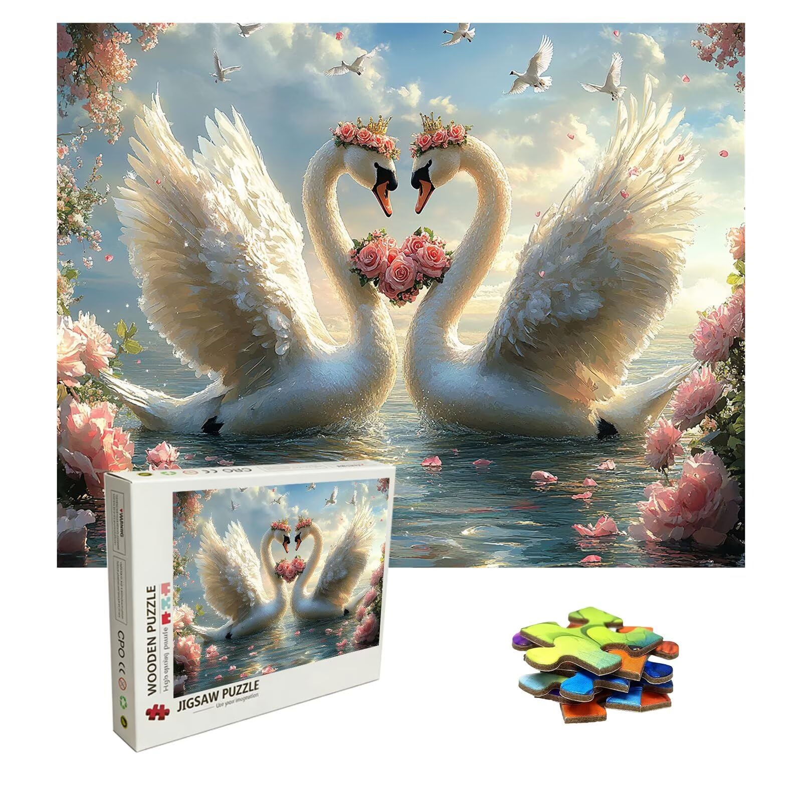 Puzzle 2000 Teile Tier, Holzpuzzle Erwachsene, Klassisches Lernspiel Puzzle Schwan, Groß Impossible Jigsaw Puzzles, Wunderschönes Deko Puzzes und Geschenke, Bastelset Erwachsene 99.5 X 70.5cm 8p-97