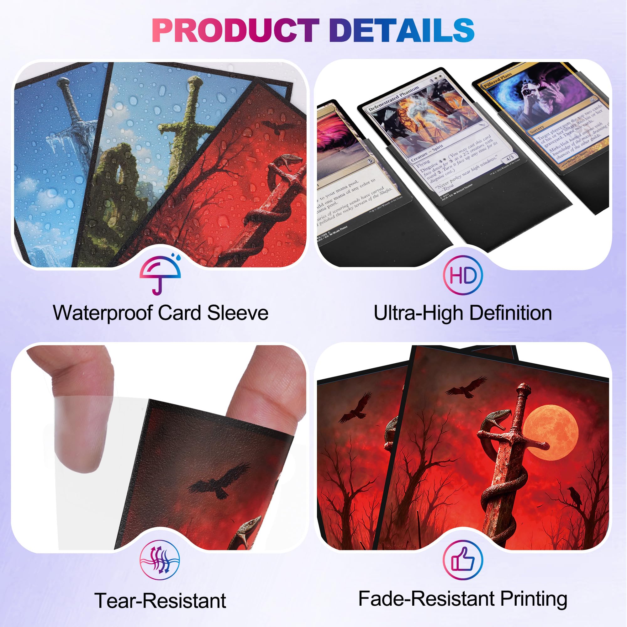 UAONO MTG Card Sleeves 100ct (Fear) Fantasy Art Card Sleeves Deck Protector, Clear Front & Matte Textured Back Sleeves for Magic The Gathering TCG : Toys & Games