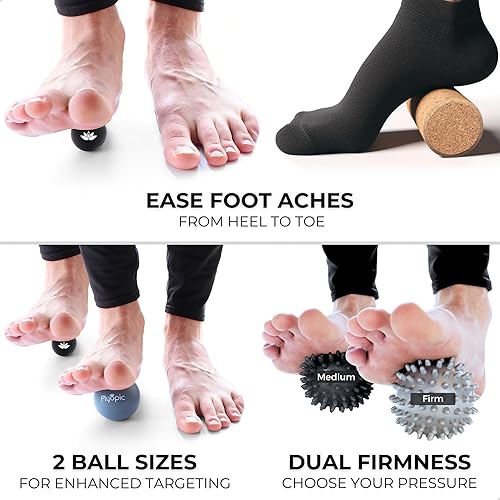 Miniatura 3 de Juego de bolas de masaje  Kit completo de 5 piezas Spiky, Lacrosse y mini bolas de precisión + rodillo  Fascitis plantar, arco del pie y alivio del