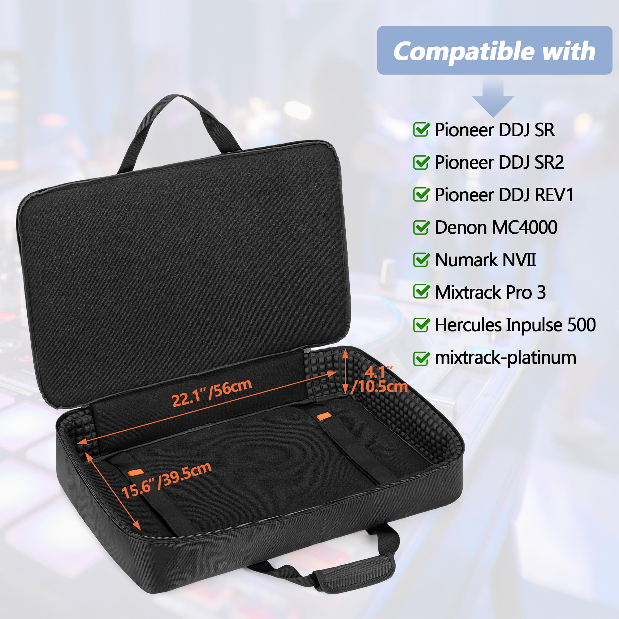Rexmica Custodia da Viaggio per Controller DJ, Cavi o Accessori (M, Nero) | Compatibile con Pioneer DDJ SR/SR2/DDJ REV1 e la Maggior Parte dei Controller DJ Standard