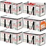 8 Pack Extra Large Heavy Duty Moving Bags,Clear Large Storage Bags with Lids,Moving Boxes with Zippers & Reinforced Handles,Transparent Packing Bags for College Dorm,Traveling,Christmas Decorations