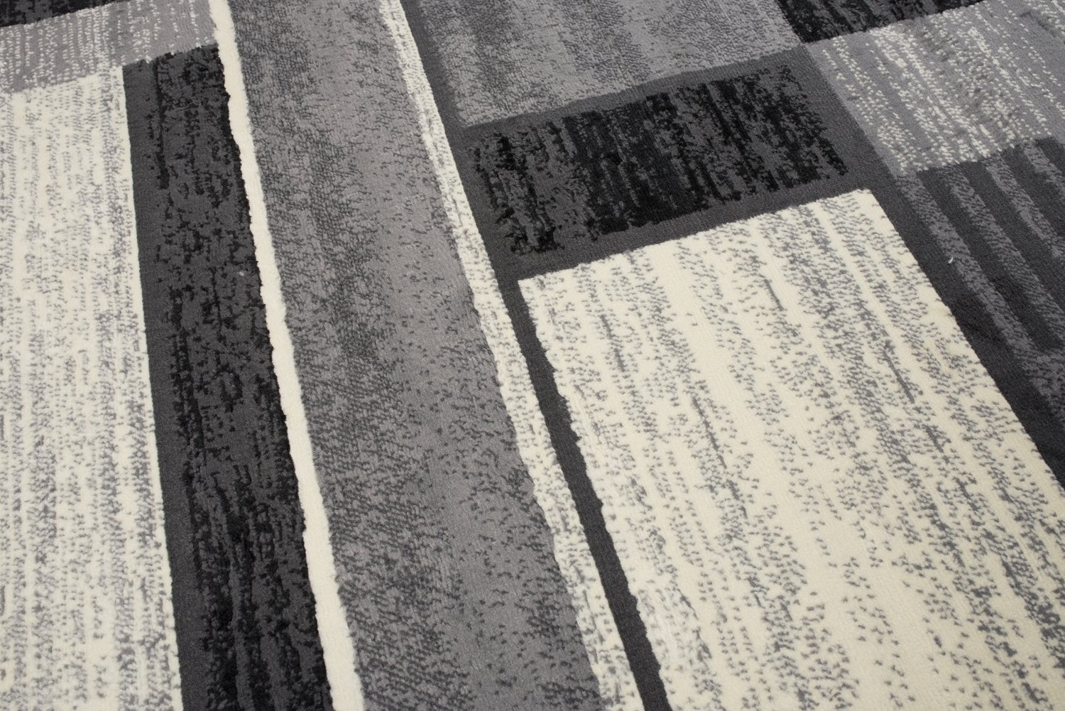 Tapiso QMEGA nowoczesny dywan z krótkim włosiem, melanż, czarno-szary, kremowy, abstrakcyjne paski, kwadratowy wzór, do salonu, sypialni, Ökotex 250 x 300 cm
