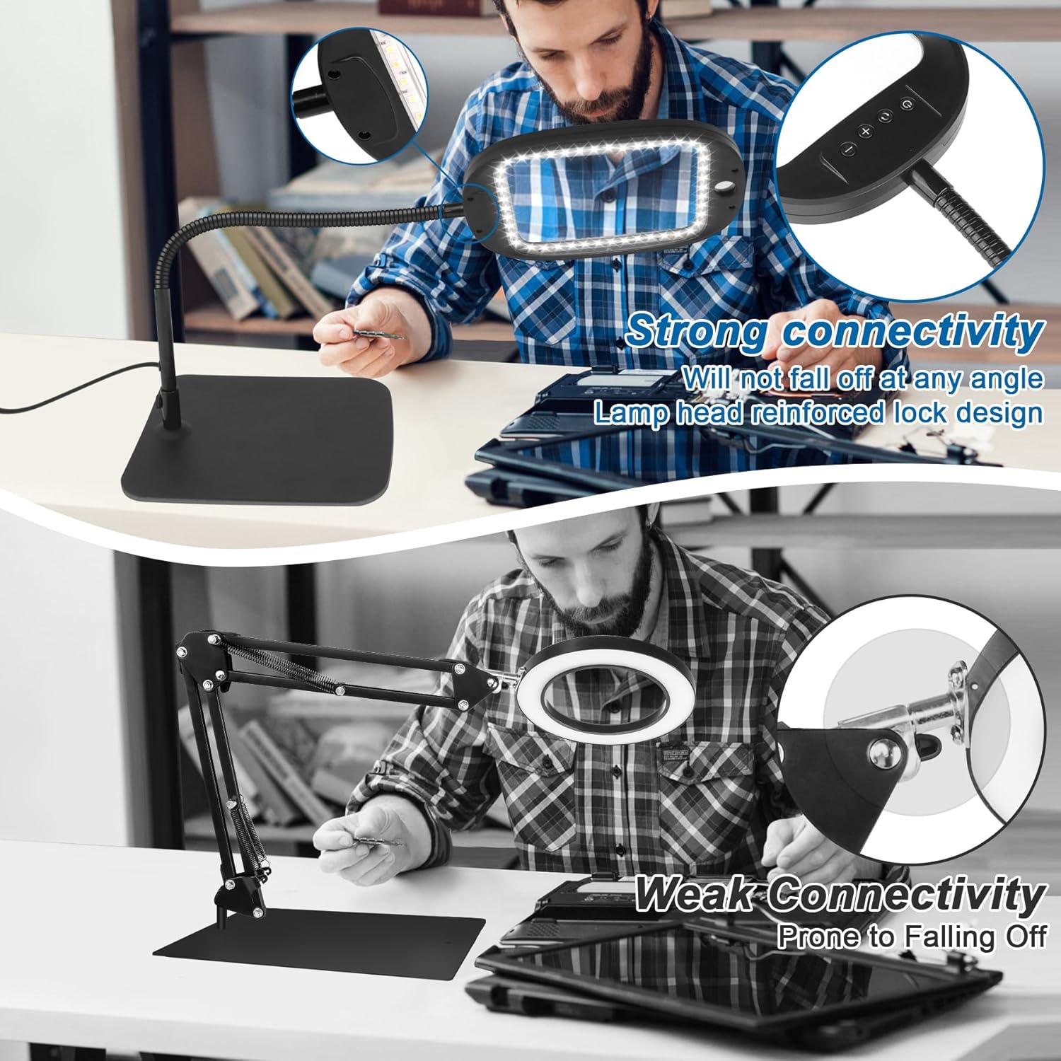 10X 30X Magnifying Glass with Light and Stand, Extra Large 7-inch Lighted Magnifiers, 5 Color Modes, Large Magnifying Glass for Reading, Hands Free Magnifying Lamp for Crafts Close Work Repair Sewing