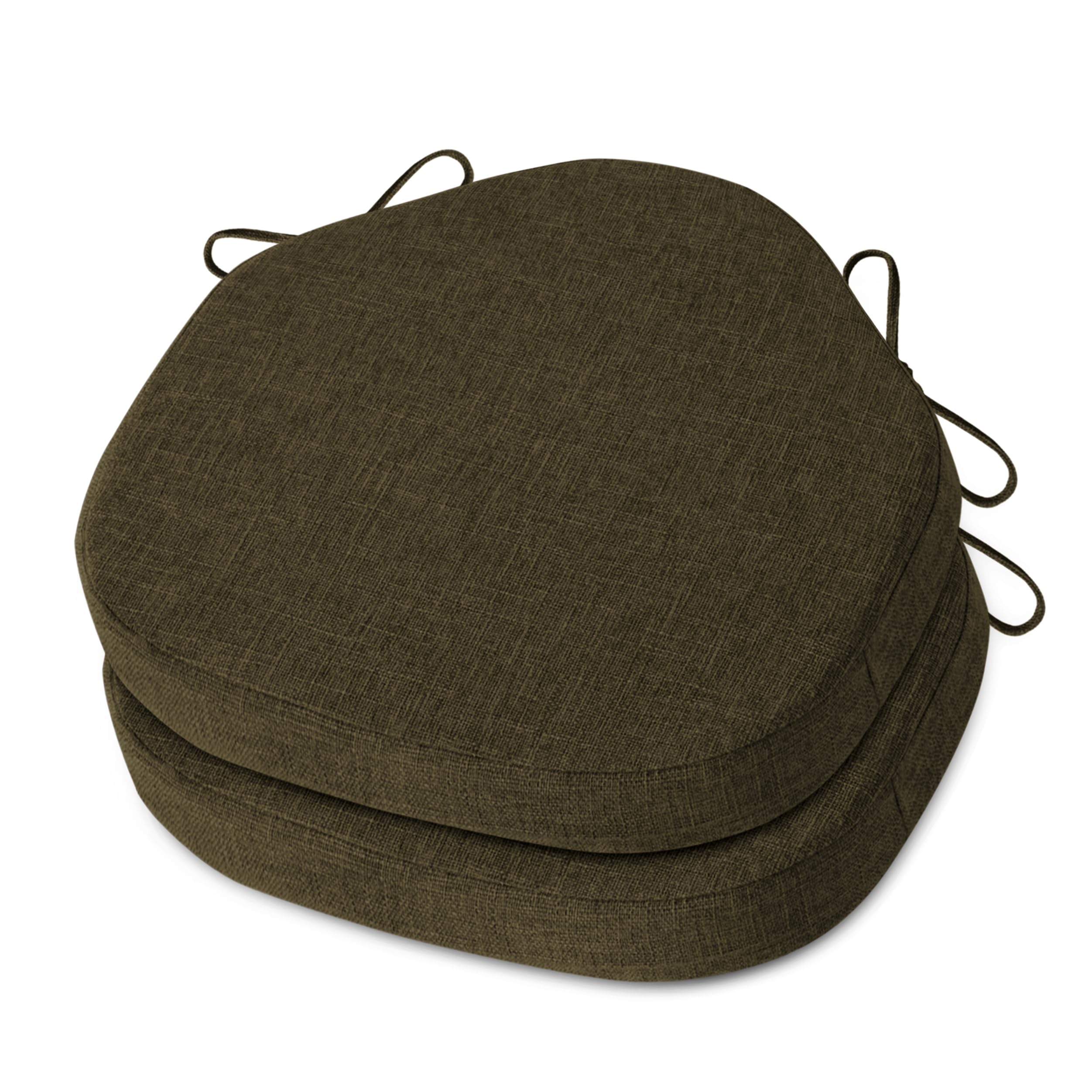 OVOV Chair Cushions for Dining Chairs Set of 2 Windsor Seat Cushion for Kitchen Room Thick Textured Kitchen Seat Pads with Ties and Non-Slip Bottom(42x39.5 cm/16x15 Inch Khaki) โ image 1