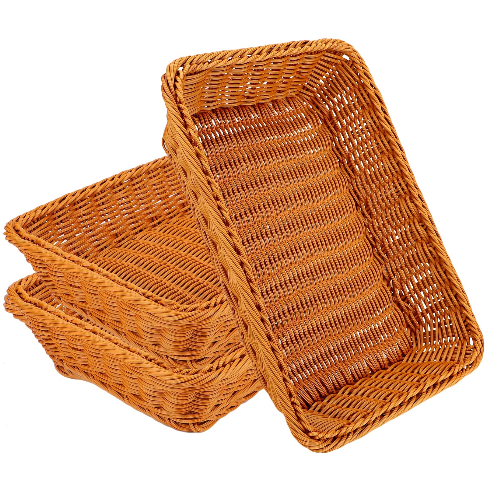 EUSOAR Wicker Bread Basket, 3 Pack Brown Food Serving Baskets, Natural Woven Decorative Loaf Bread Fruit Vegetables Snack Food Serving Storage Display Decor Baskets for Restaurant Bakery Family Party