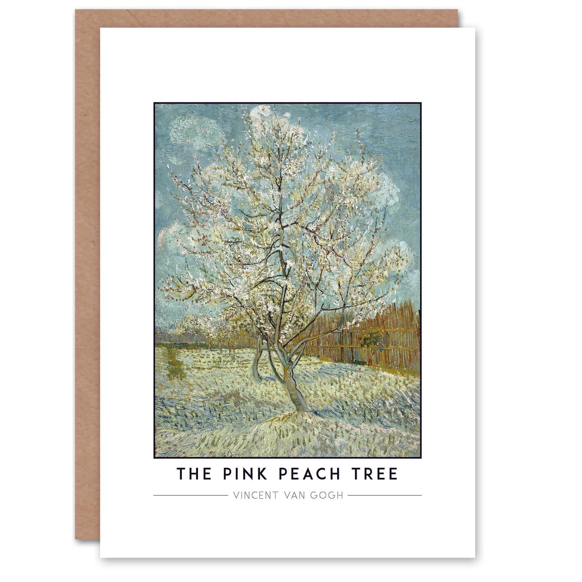 Artery8 Vincent Van Gogh The Pink Peach Tree Greeting Card – Vibrant Floral Post-Impressionist Art Card