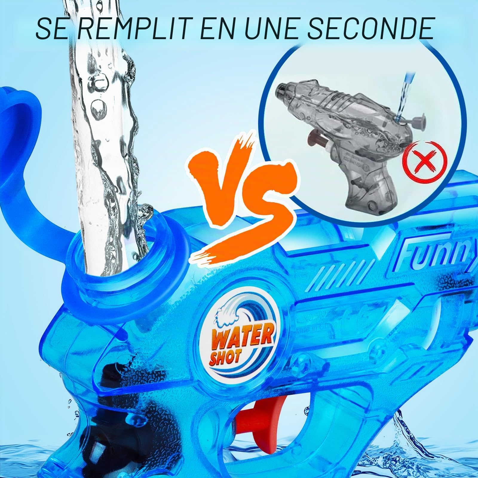 Quanquer Lot de 6 Pistolets à Eau pour Enfants - Portée : 7 m - 150 ML - Réservoir d'eau d'été - Super Water Soaker - Pistolet à Eau pour Jouets en Plein air - Piscine de Plage - Watergun