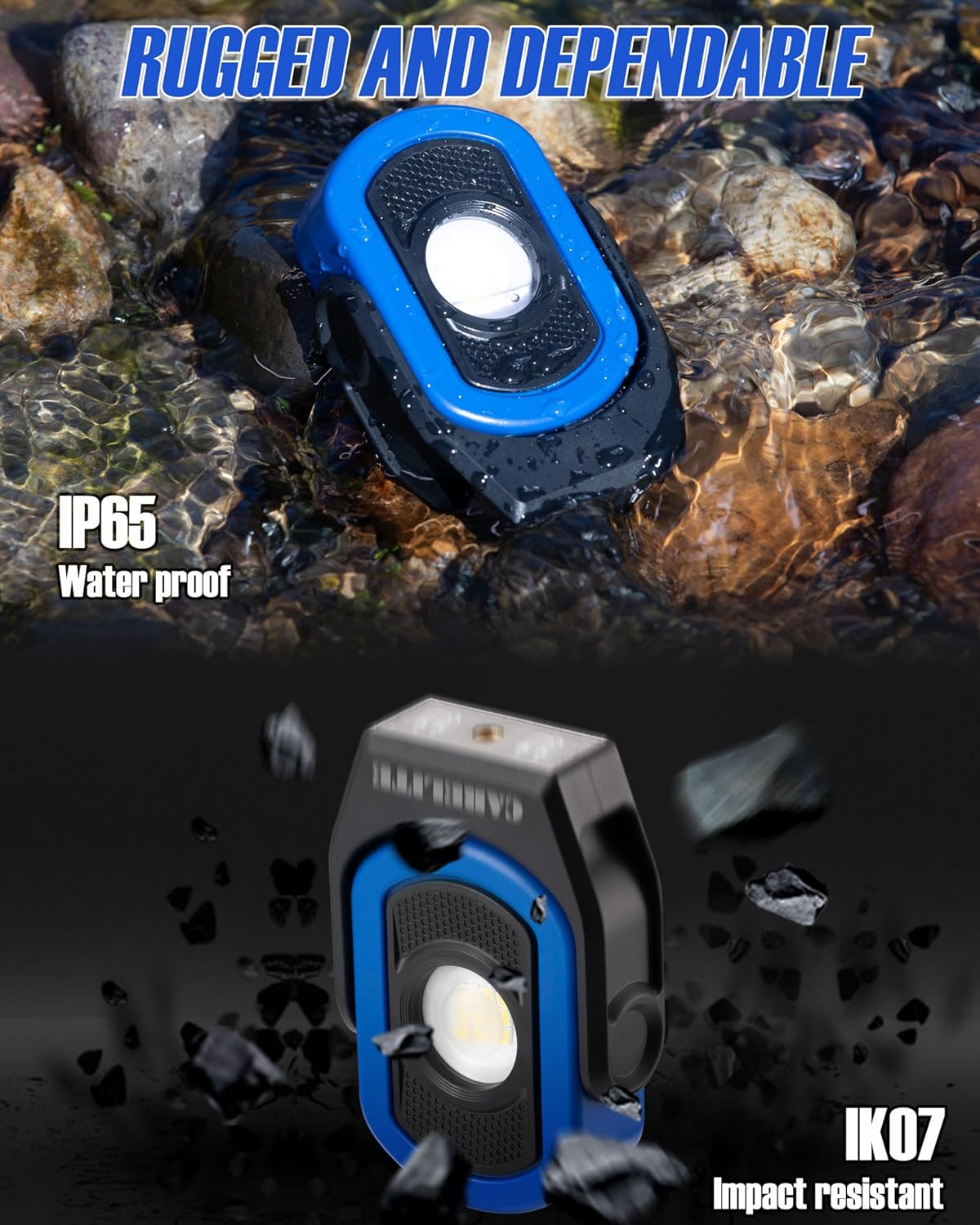 Magnetic Work Light – 780 Lumen Compact Pocket Light, Rechargeable 3000mAh, 360° Pivot, Durable & Portable for Mechanics & Jobsites (Blue, 3-Pack)