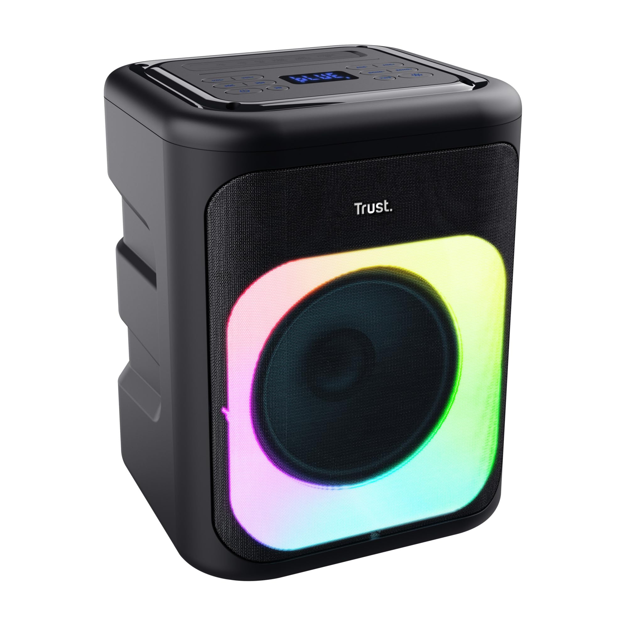 Trust Azura Cassa Bluetooth Portatile 100W per Feste, Altoparlante Bluetooth LED RGB Wireless Party Speaker Intemperie IPX4, Batteria Ricaricabile 11 Ore, 2 Ingressi per Microfono Karaoke - Nero