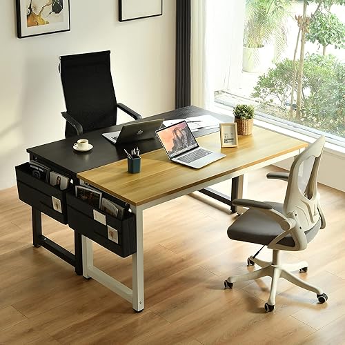 Miniatura 6 de Escritorio grande para computadora, escritorio de oficina en casa de 63 pulgadas, mesa de estudio para estudiantes, mesa de juegos, mesa moderna y