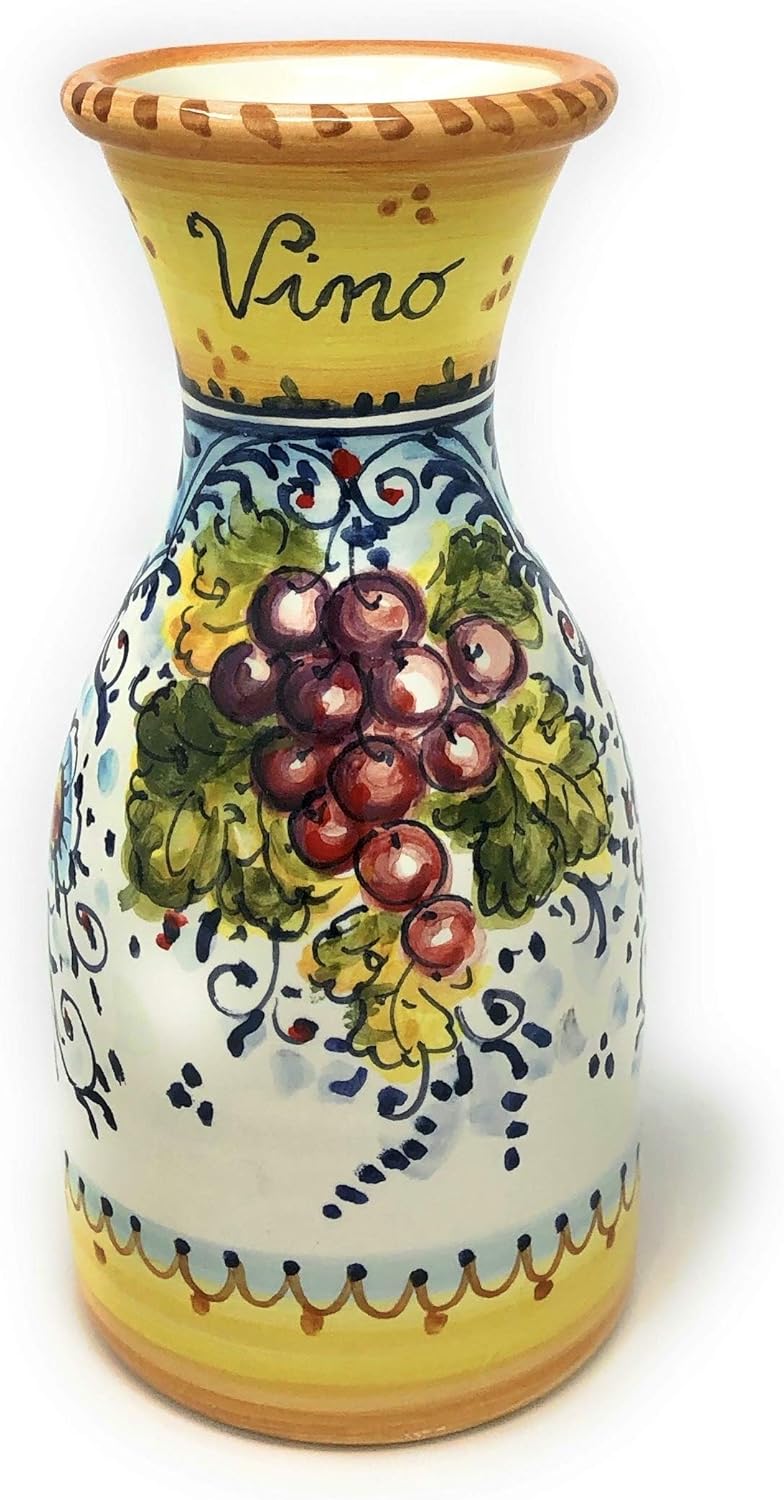 CERAMICHE D'ARTE PARRINI - Italian Ceramic Art Pottery Vase Pitcher gal 0,132 Vino Vine Hand Painted Made in ITALY Tuscan
