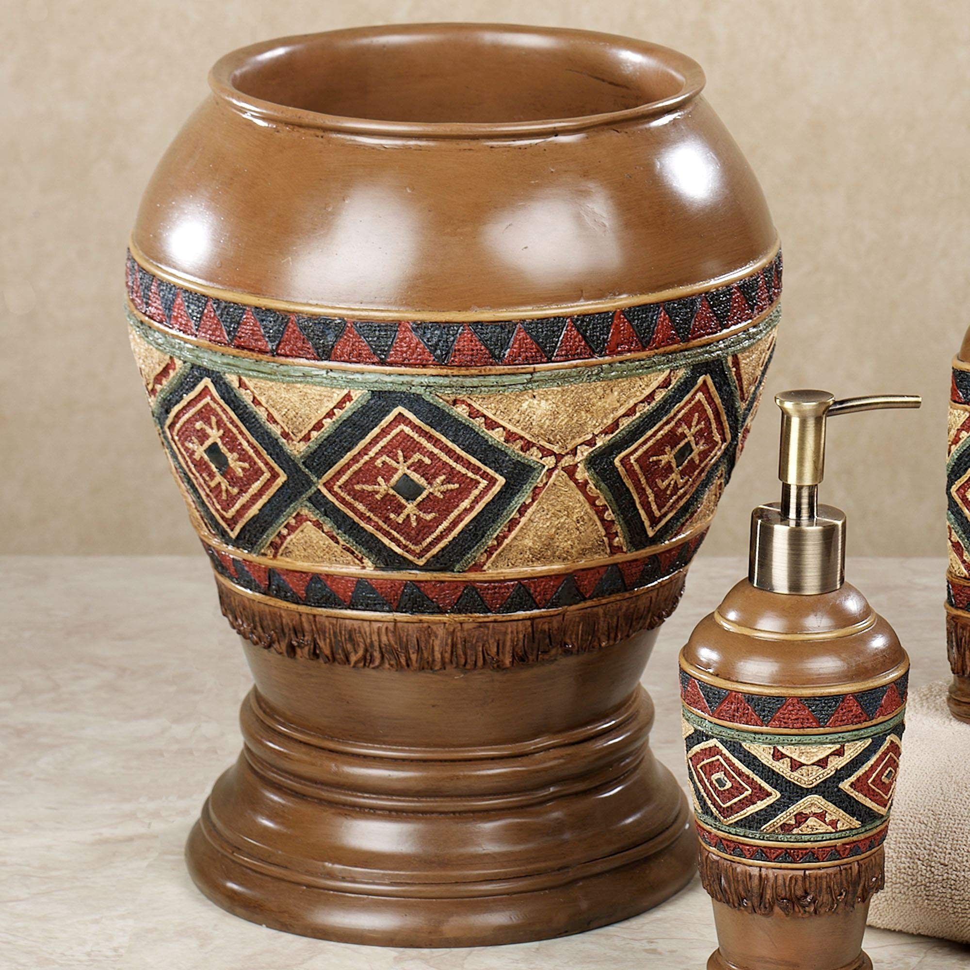 Touch of Class Tribal Spirit Wastebasket Multi Earth
