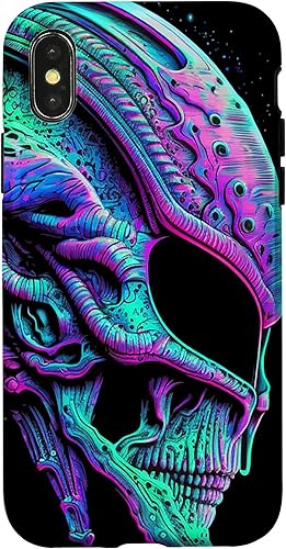 Miniatura 4 de iPhone 13 Pro Trippy Vaporwave Alien Head Skull Dripping Paint UFO Art Case