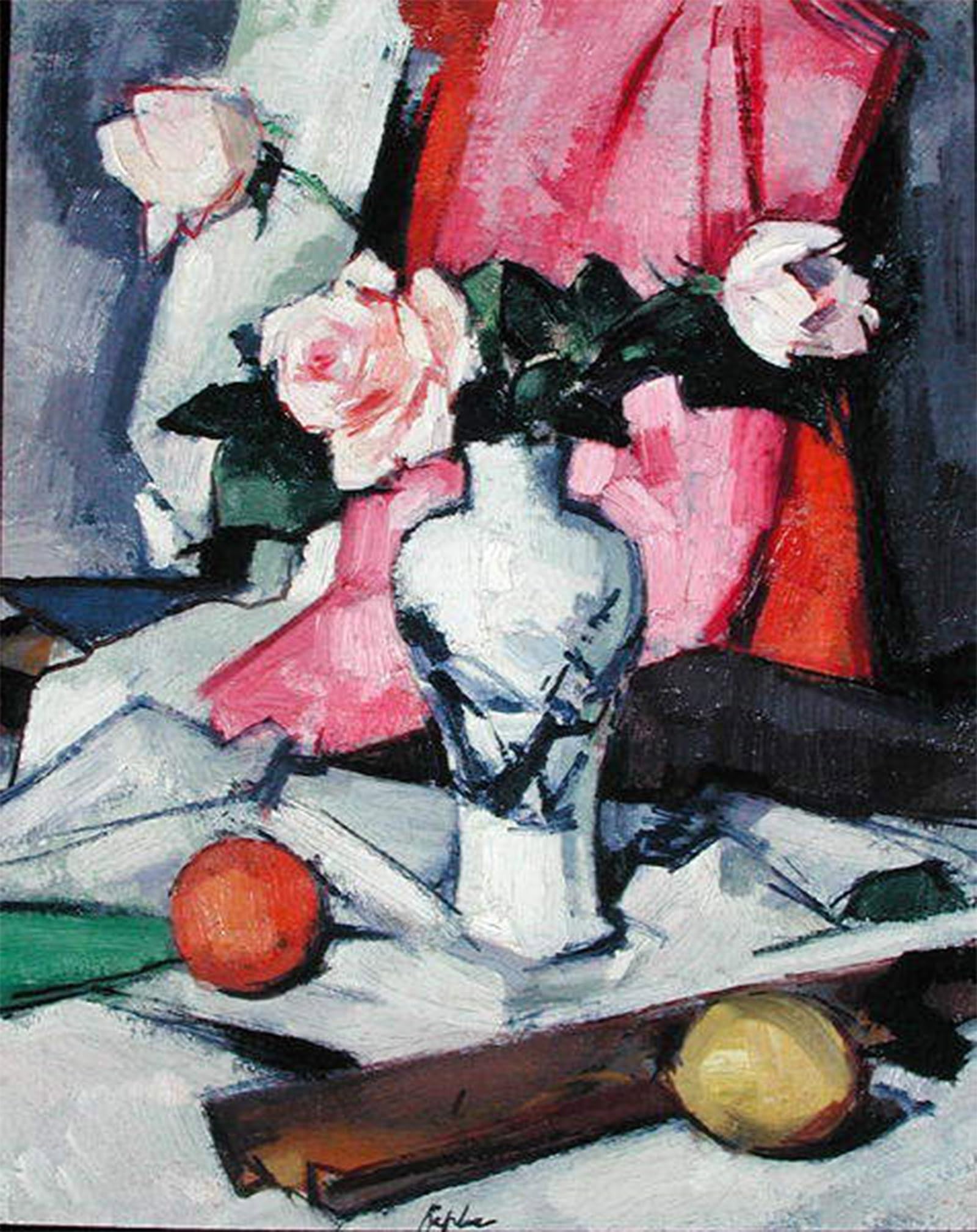 ARTXLXXBN Famous Painting Art Wall Decor Abstract Art Picture Roses in a Japanese Vase by Samuel John Peploe Animal Pictures for Home Decor 60x90cm
