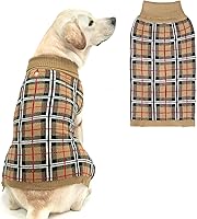 Vista 29 de PUPTECK - Suéteres para perros grandes, medianos y pequeños - Estilo clásico a cuadros de otoño, abrigo de invierno para cachorros, ropa cálida