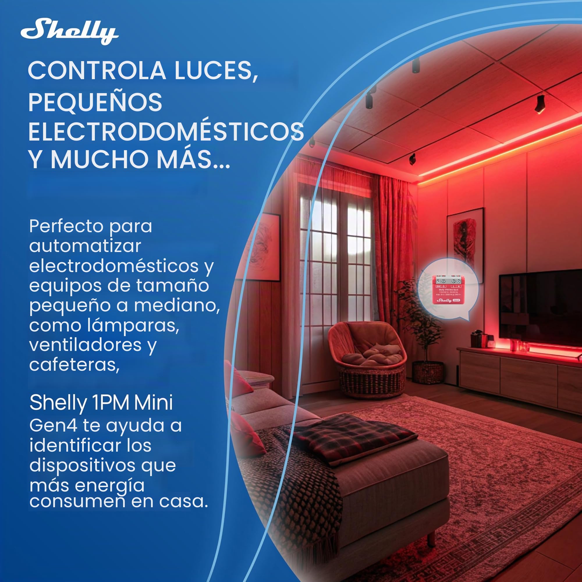 Shelly 1PM Mini Gen4 – Módulo interruptor inalámbrico Matter, Zigbee y Wi-Fi, 1 canal 8A, Medición de consumo de energía, Relé de luz, Control por app y por voz Alexa, Google, Apple HomeKit - 2 Piezas