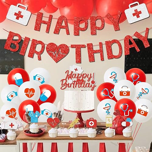 Miniatura 2 de 47 decoraciones de fiesta de cumpleaños temáticas de enfermeras, decoración de fiesta de cumpleaños de la semana de enfermeras, decoración de fiesta
